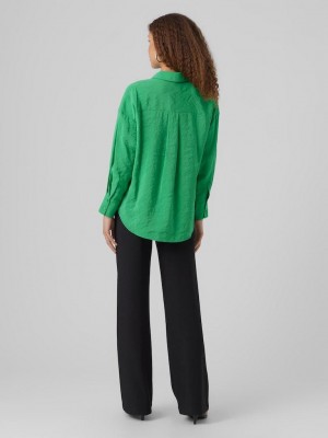 Vero Moda VMQUEENY LS OVERSIZE SHIRT WVN GA N: Bright Green | Freewear VMQUEENY LS OVERSIZE SHIRT WVN GA N: - www.freewear.nl - Freewear