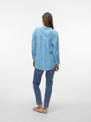 Vero Moda VMQUEENY LS OVERSIZE SHIRT WVN GA N: Bonnie Blue | Freewear VMQUEENY LS OVERSIZE SHIRT WVN GA N: - www.freewear.nl - Freewear