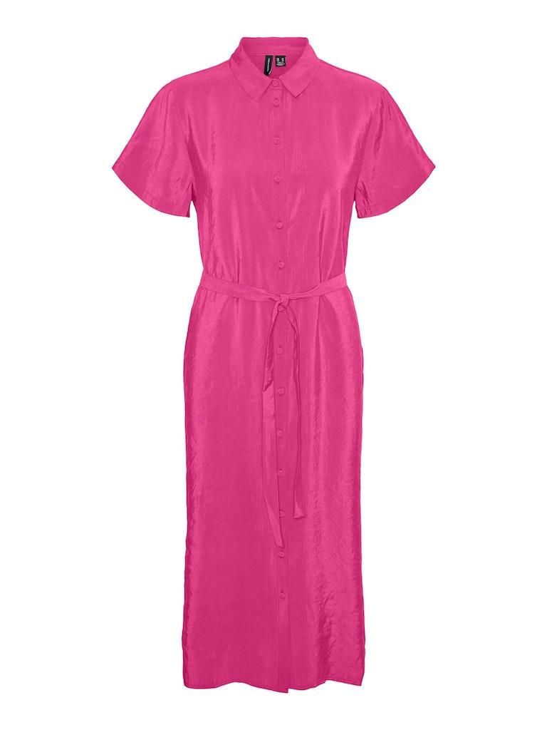 Vero Moda VMQUEENY SS CALF SHIRT DRESS - Pink Yar Pink