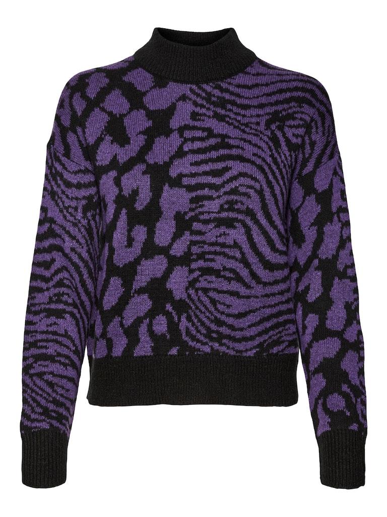 VERO MODA VMVERA ANIMAL LS HIGHNECK PULLOVER BF Dames Trui - Maat L