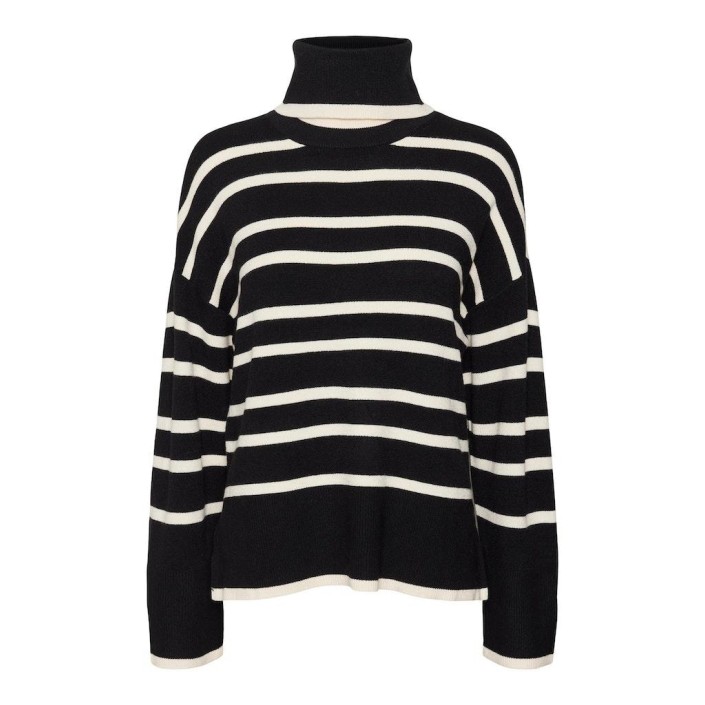 Vero Moda VMSABA LS ROLLNECK PULLOVER GA NOOS Black/BIRCH | Freewear VMSABA LS ROLLNECK PULLOVER GA NOOS - www.freewear.nl - Freewear