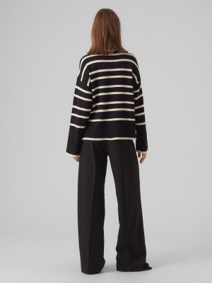 Vero Moda VMSABA LS ROLLNECK PULLOVER GA NOOS Black/BIRCH | Freewear VMSABA LS ROLLNECK PULLOVER GA NOOS - www.freewear.nl - Freewear