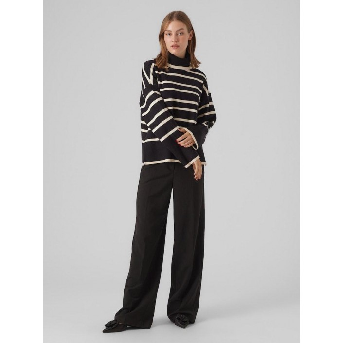 Vero Moda VMSABA LS ROLLNECK PULLOVER GA NOOS Black/BIRCH | Freewear VMSABA LS ROLLNECK PULLOVER GA NOOS - www.freewear.nl - Freewear