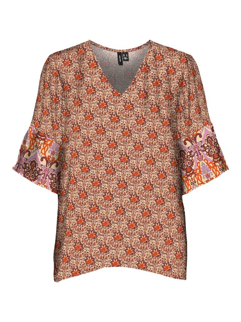 Vero Moda Blouse Vmbani 2/4 V-neck Top Wvn Exp 10295467 Boulder/red Bani Dames Maat - S