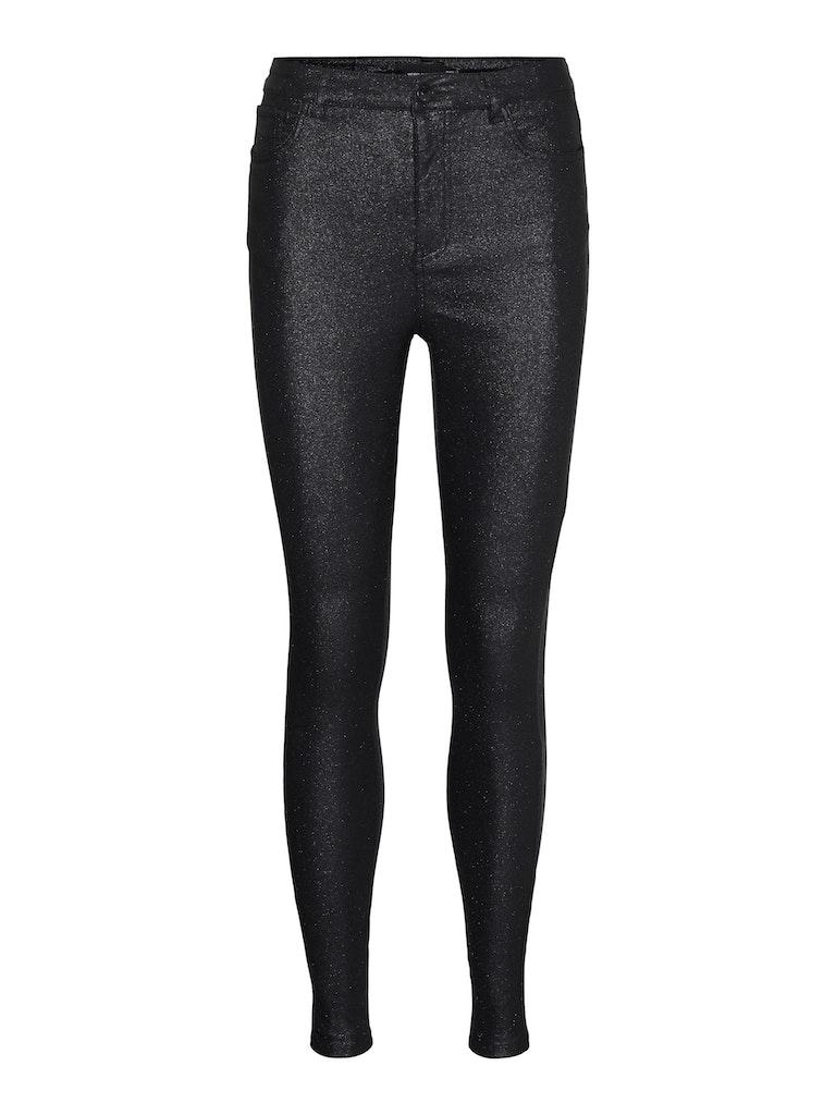 Vero Moda Broek Vmsophia Hr Skinny Coated Jeans 10300469 Black/glitter Dames Maat - W26 X L34