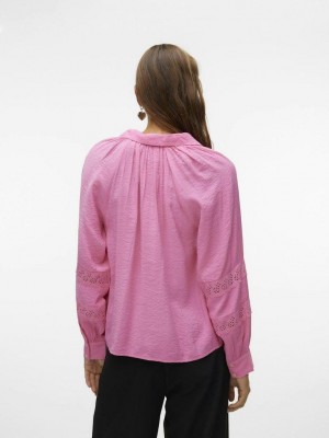 Vero Moda VMHANNA LS SHIRT WVN GA SPE Pink Cosmos | Freewear VMHANNA LS SHIRT WVN GA SPE - www.freewear.nl - Freewear