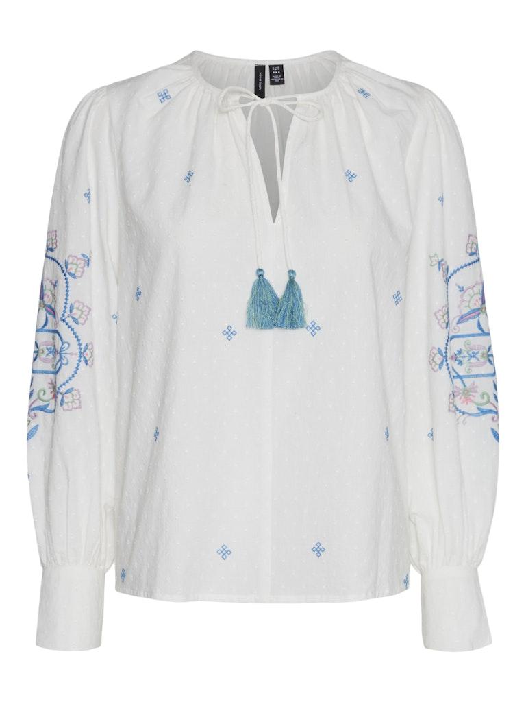 Vero Moda Blouse Vmhiba Ls Top Wvn Spe 10303752 Snow White/ibiza Blue Dames Maat - M