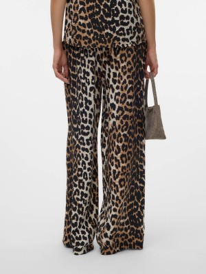 Vero Moda VMJOSIE HW WIDE PANT WVN GA Egret/Leo | Freewear VMJOSIE HW WIDE PANT WVN GA - www.freewear.nl - Freewear
