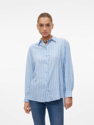 Vero Moda VMLINN LS SHIRT WVN NOOS Marina/Olga | Freewear VMLINN LS SHIRT WVN NOOS - www.freewear.nl - Freewear