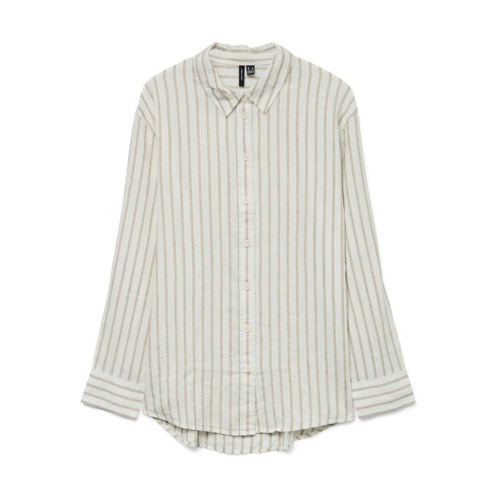 Vero Moda VMLINN LS SHIRT WVN NOOS Snow White/Olga Moon Rock | Freewear VMLINN LS SHIRT WVN NOOS - www.freewear.nl - Freewear