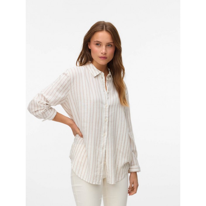 Vero Moda VMLINN LS SHIRT WVN NOOS Snow White/Olga Moon Rock | Freewear VMLINN LS SHIRT WVN NOOS - www.freewear.nl - Freewear