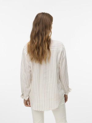 Vero Moda VMLINN LS SHIRT WVN NOOS Snow White/Olga Moon Rock | Freewear VMLINN LS SHIRT WVN NOOS - www.freewear.nl - Freewear