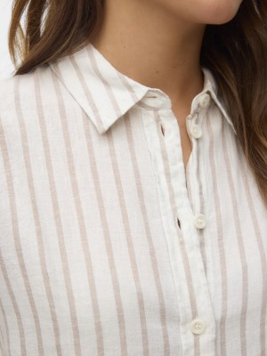 Vero Moda VMLINN LS SHIRT WVN NOOS Snow White/Olga Moon Rock | Freewear VMLINN LS SHIRT WVN NOOS - www.freewear.nl - Freewear
