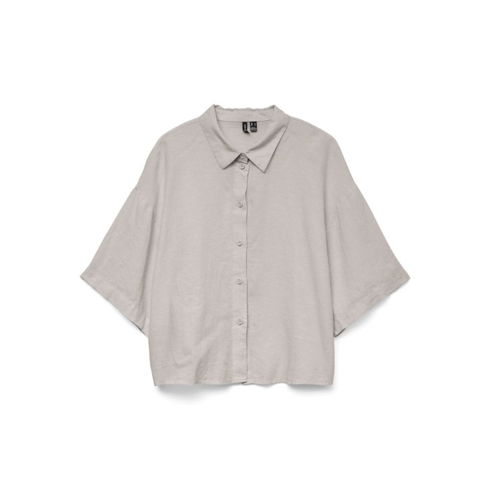 Vero Moda VMLINN 2/4 SHORT SHIRT WVN NOOS Moon Rock/MELANGE | Freewear VMLINN 2/4 SHORT SHIRT WVN NOOS - www.freewear.nl - Freewear