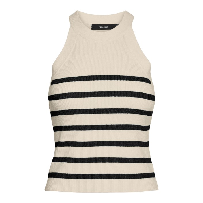 Vero Moda VMSABA RIB SL O-NECK TOP GA NOOS Birch/W BLACK | Freewear VMSABA RIB SL O-NECK TOP GA NOOS - www.freewear.nl - Freewear