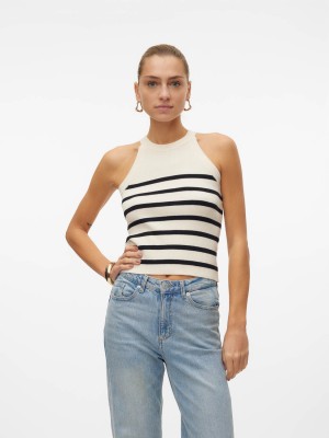 Vero Moda VMSABA RIB SL O-NECK TOP GA NOOS Birch/W BLACK | Freewear VMSABA RIB SL O-NECK TOP GA NOOS - www.freewear.nl - Freewear