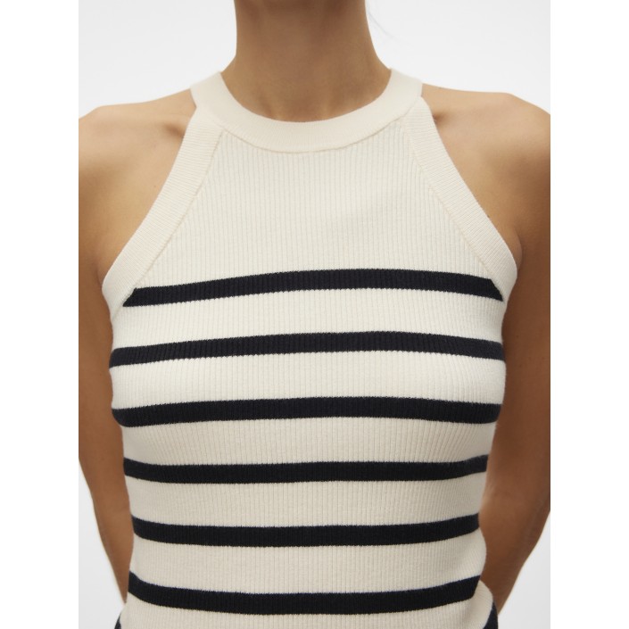 Vero Moda VMSABA RIB SL O-NECK TOP GA NOOS Birch/W BLACK | Freewear VMSABA RIB SL O-NECK TOP GA NOOS - www.freewear.nl - Freewear