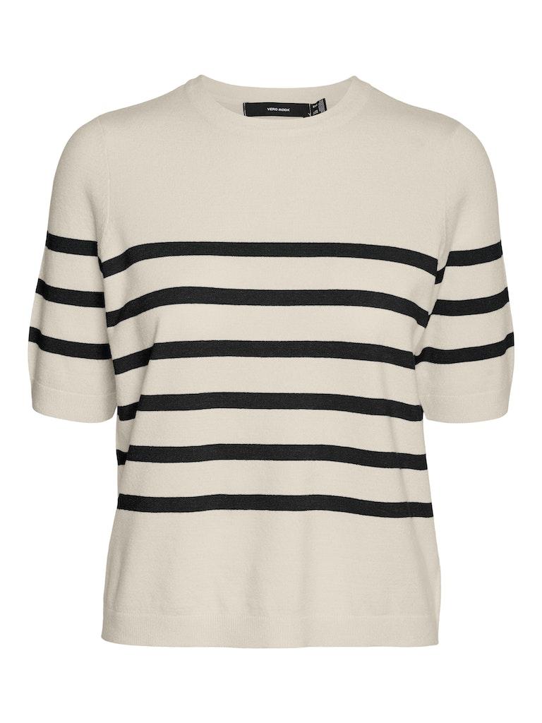 Vero Moda Trui Vmsaba Plain Ss O-neck Pullover Ga 10306829 Birch/w Black Dames Maat - XXL