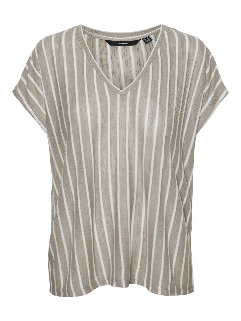 Vero Moda T-shirt Vmlana Ss V-neck Top Jrs Ga 10307007 Moon Rock/snow White Dames Maat - S