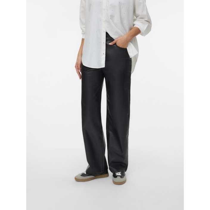 Vero Moda VMTESSA HR WIDE PL PANTS NOOS Black | Freewear VMTESSA HR WIDE PL PANTS NOOS - www.freewear.nl - Freewear