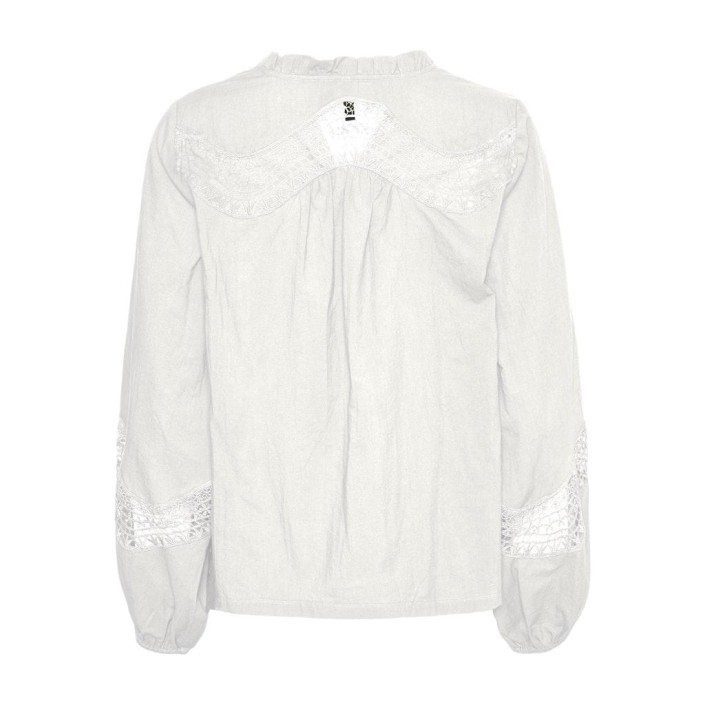 Vero Moda VMTEA INSERT LS TOP WVN Snow White | Freewear VMTEA INSERT LS TOP WVN - www.freewear.nl - Freewear