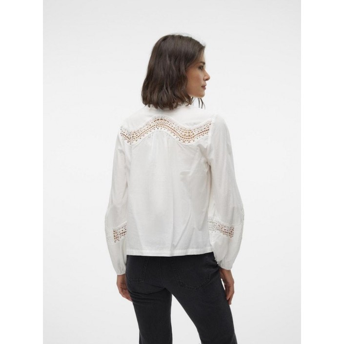 Vero Moda VMTEA INSERT LS TOP WVN Snow White | Freewear VMTEA INSERT LS TOP WVN - www.freewear.nl - Freewear
