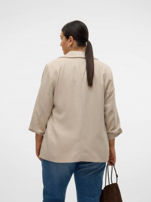Vero Moda VMCFRIDA LS REGULAR BLAZER CUR Oatmeal/MELANGE | Freewear VMCFRIDA LS REGULAR BLAZER CUR - www.freewear.nl - Freewear