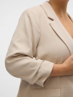 Vero Moda VMCFRIDA LS REGULAR BLAZER CUR Oatmeal/MELANGE | Freewear VMCFRIDA LS REGULAR BLAZER CUR - www.freewear.nl - Freewear