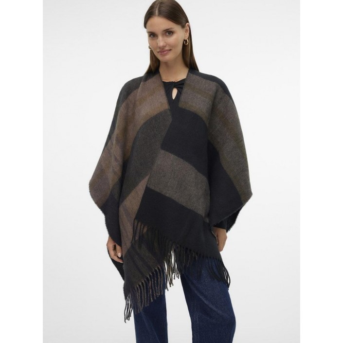 Vero Moda VMKIRA PONCHO GA Black/PLUM PERFECT/BROWN L/KANGA | Freewear VMKIRA PONCHO GA - www.freewear.nl - Freewear