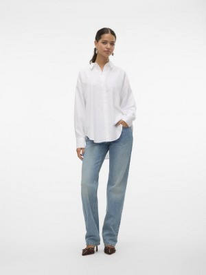 Vero Moda VMFANNI LS SHIRT WVN GA NOOS Bright White | Freewear VMFANNI LS SHIRT WVN GA NOOS - www.freewear.nl - Freewear