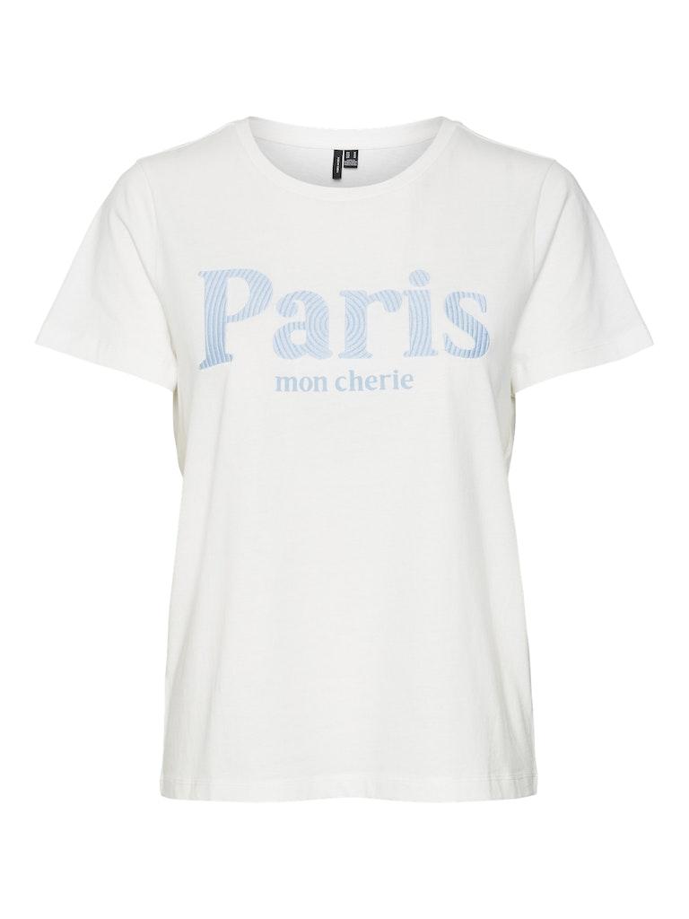 Vero Moda T-shirt Vmmay Francis Ss Top Box Jrs 10314873 Snow White Paris Dames Maat - M