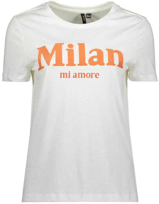 Vero Moda T-shirt Vmmay Francis Ss Top Box Jrs 10314873 Snow White/milan Dames Maat - M