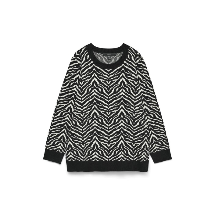 Vero Moda VMCARIA ART LS O-NECK PULLOVER GA C: Black/W. BIRCH (ZEBRA PRINT) | Freewear VMCARIA ART LS O-NECK PULLOVER GA C: - www.freewear.nl - Freewear