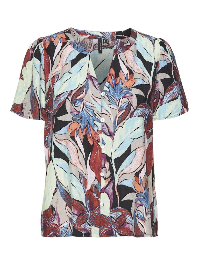 Vero Moda Blouse Vmgaja Palma Ss Top Wvn Ga Lcs 10316305 Black/palma Dames Maat - M