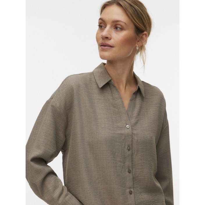 Vero Moda VMMELANEY QUEENY LS SHIRT WVN NOOS Brindle | Freewear VMMELANEY QUEENY LS SHIRT WVN NOOS - www.freewear.nl - Freewear
