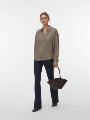 Vero Moda VMMELANEY QUEENY LS SHIRT WVN NOOS Brindle | Freewear VMMELANEY QUEENY LS SHIRT WVN NOOS - www.freewear.nl - Freewear