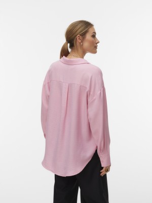 Vero Moda VMMELANEY QUEENY LS SHIRT WVN NOOS Prism Pink | Freewear VMMELANEY QUEENY LS SHIRT WVN NOOS - www.freewear.nl - Freewear
