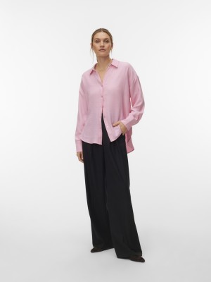 Vero Moda VMMELANEY QUEENY LS SHIRT WVN NOOS Prism Pink | Freewear VMMELANEY QUEENY LS SHIRT WVN NOOS - www.freewear.nl - Freewear