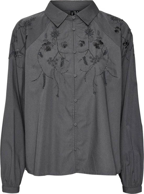 Vero Moda Blouse Vmchristine Ls Emb Shirt Wvn 10317563 Asphalt Dames Maat - M