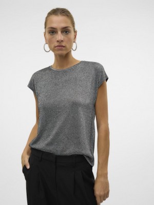 Vero Moda VMSARAH AVA SS TOP JRS GA NOOS Black/SILVER LUREX | Freewear VMSARAH AVA SS TOP JRS GA NOOS - www.freewear.nl - Freewear