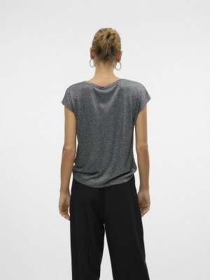Vero Moda VMSARAH AVA SS TOP JRS GA NOOS Black/SILVER LUREX | Freewear VMSARAH AVA SS TOP JRS GA NOOS - www.freewear.nl - Freewear