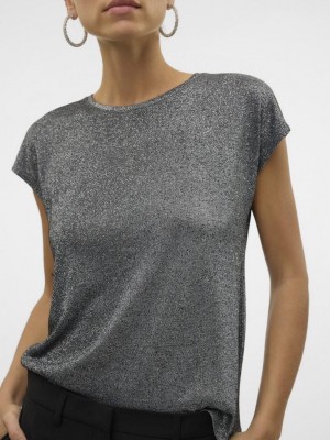 Vero Moda VMSARAH AVA SS TOP JRS GA NOOS Black/SILVER LUREX | Freewear VMSARAH AVA SS TOP JRS GA NOOS - www.freewear.nl - Freewear