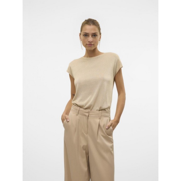 Vero Moda VMSARAH AVA SS TOP JRS GA NOOS Silver Mink/GOLD LUREX | Freewear VMSARAH AVA SS TOP JRS GA NOOS - www.freewear.nl - Freewear