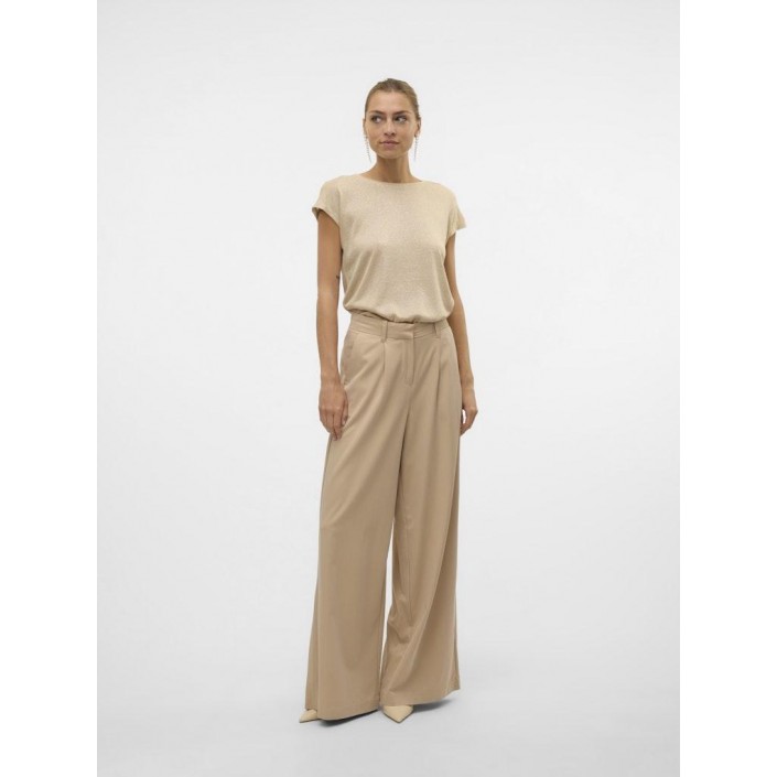 Vero Moda VMSARAH AVA SS TOP JRS GA NOOS Silver Mink/GOLD LUREX | Freewear VMSARAH AVA SS TOP JRS GA NOOS - www.freewear.nl - Freewear