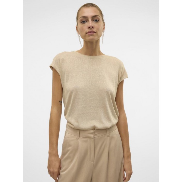 Vero Moda VMSARAH AVA SS TOP JRS GA NOOS Silver Mink/GOLD LUREX | Freewear VMSARAH AVA SS TOP JRS GA NOOS - www.freewear.nl - Freewear