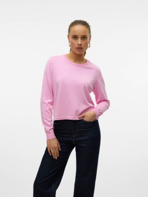 Vero Moda VMSILJE LS O-NECK SHORT PULLOVER GA: Bonbon | Freewear VMSILJE LS O-NECK SHORT PULLOVER GA: - www.freewear.nl - Freewear