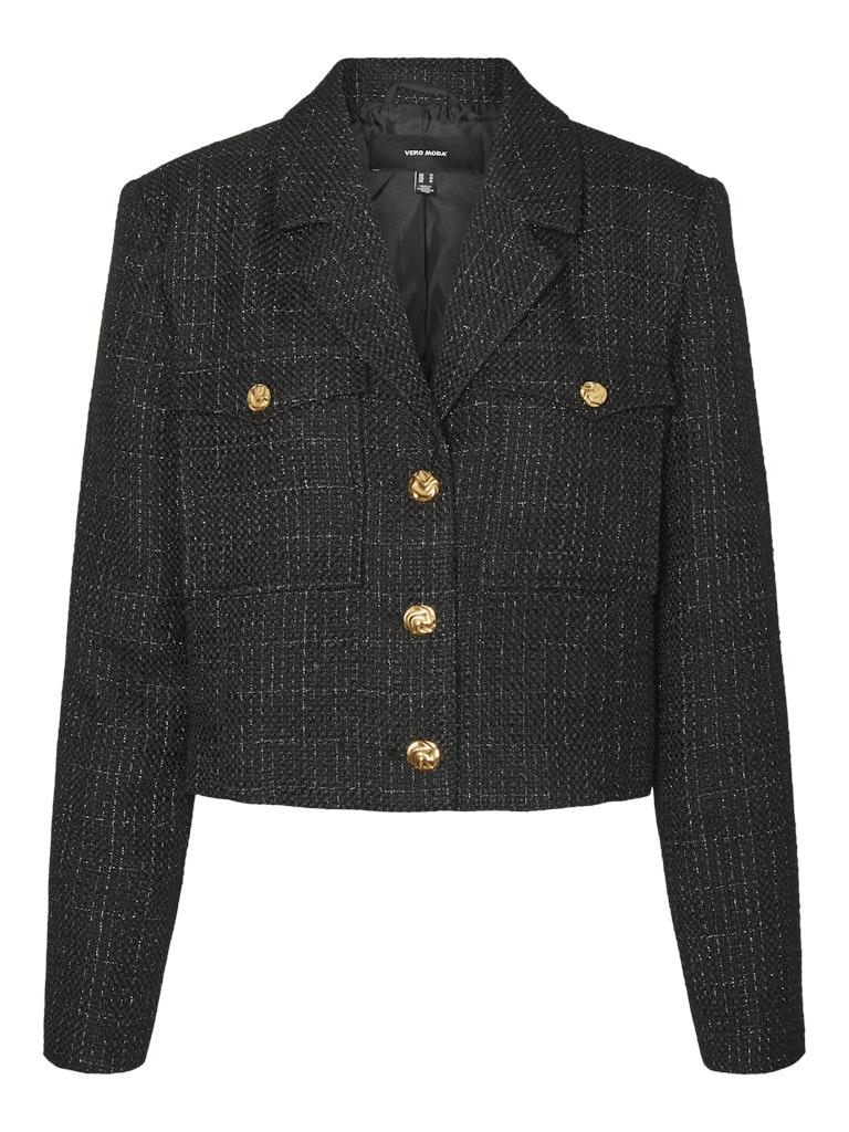Vero Moda Blazer Vmlaura Crop Jacket 10320652 Black Dames Maat - XS