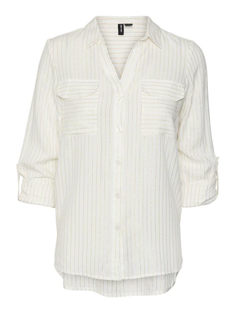 Vero Moda Blouse Vmbumpy Ls Glitter Shirt Wvn Ga Noo 10321777 Snow White/gold Lurex Dames Maat - XXL