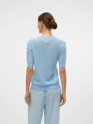 Vero Moda VMMORENA 2/4 O-NECK PULLOVER GA BOO: Airy Blue | Freewear VMMORENA 2/4 O-NECK PULLOVER GA BOO: - www.freewear.nl - Freewear