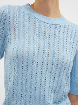 Vero Moda VMMORENA 2/4 O-NECK PULLOVER GA BOO: Airy Blue | Freewear VMMORENA 2/4 O-NECK PULLOVER GA BOO: - www.freewear.nl - Freewear